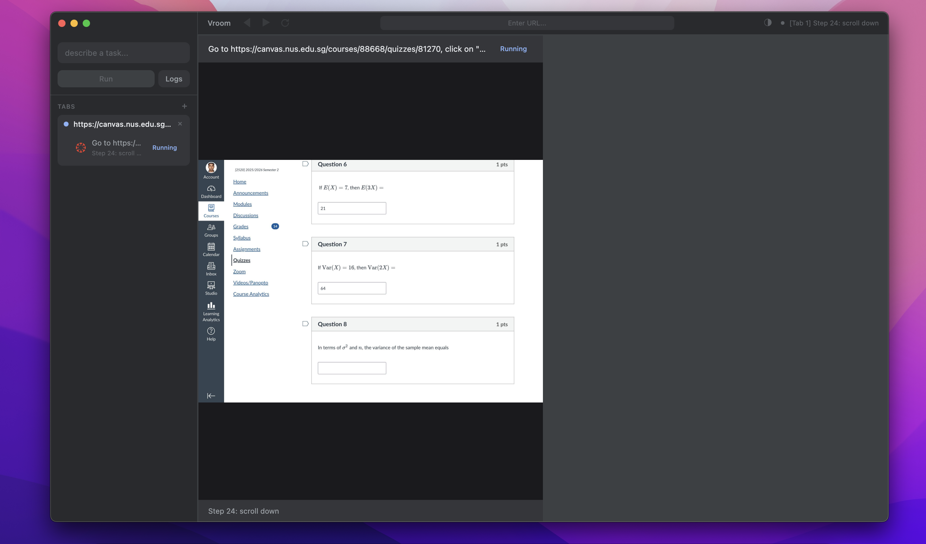 Agent answering Canvas
